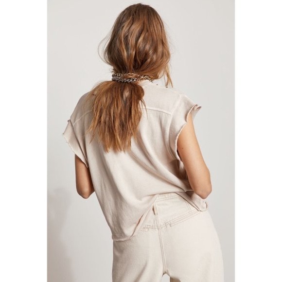 FREE PEOPLE Warrior Distressed Tee - Sand - Size XS - Picture 3 of 3